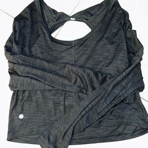 Gray Long Sleeve Crop Bodysuit with Cut Out Design